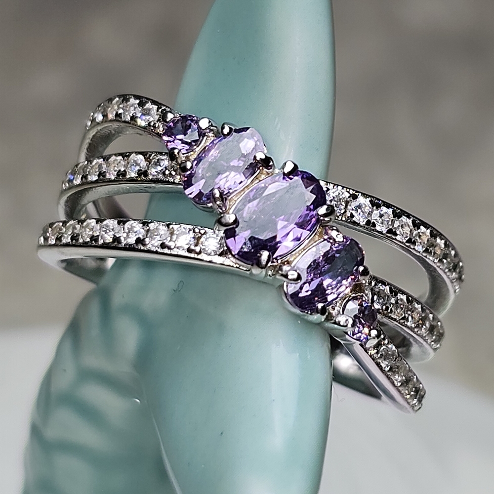 NWT BP Amethyst Sterling Silver CZ Ring Size 10